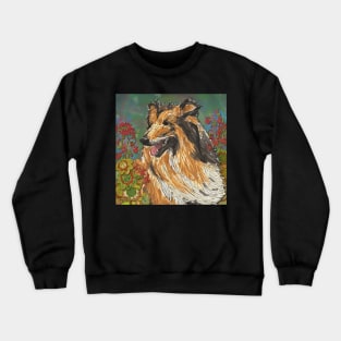 Rough Collie and Geraniums Crewneck Sweatshirt